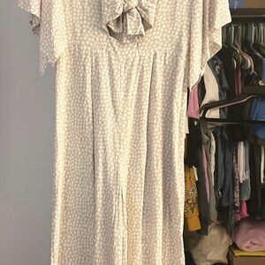 Francesca's Collections Cream Polka Jumpsuit